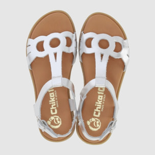 Sandalias de Piel - Plata - Tacón: Bajo