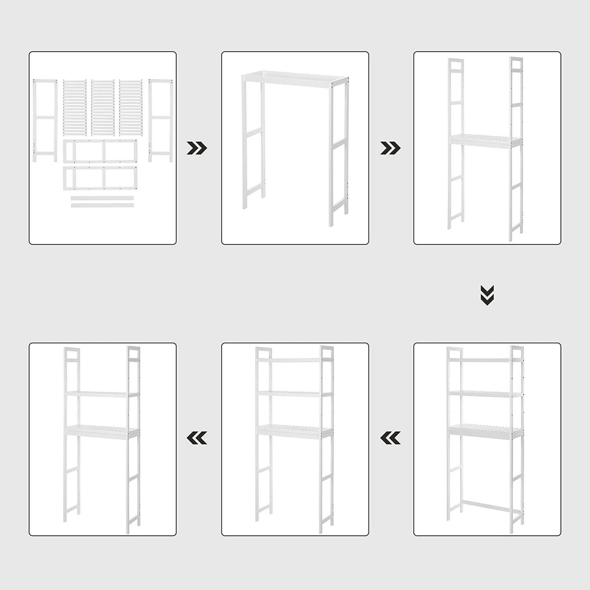 Scaffale salvaspazio da bagno in bambù bianco