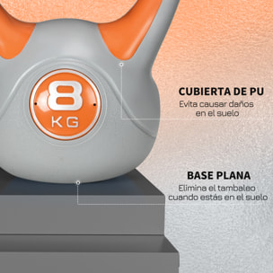 Pesa Rusa 8 kg Kettlebell Revestimiento de PU para Culturismo 20x14x24cm Naranja