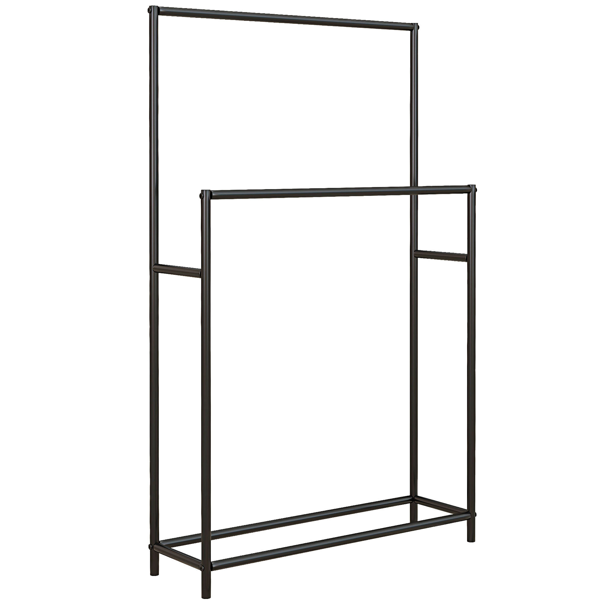 Porte-serviettes sur pied 2 niveaux dim. 66L x 20l x 110H cm métal noir