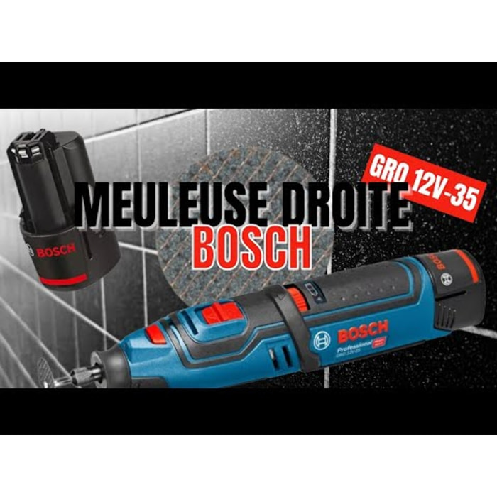 Meuleuse droite BOSCH GRO 12V-35 - 2 batteries 12V 2.0Ah, chargeur, coffret - 06019C5001