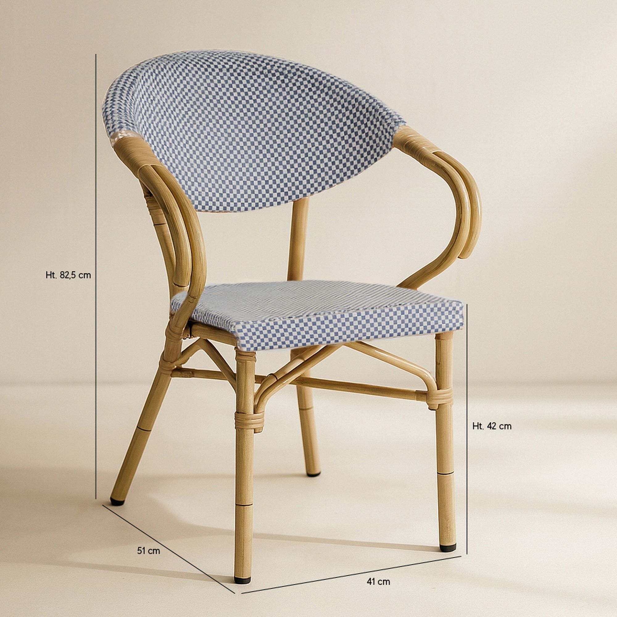 Lot de 2 fauteuils de table extérieur en textilène bleu AMALFI