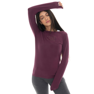 T-shirt donna a manica lunga con stampa Leone 1947 Never Without