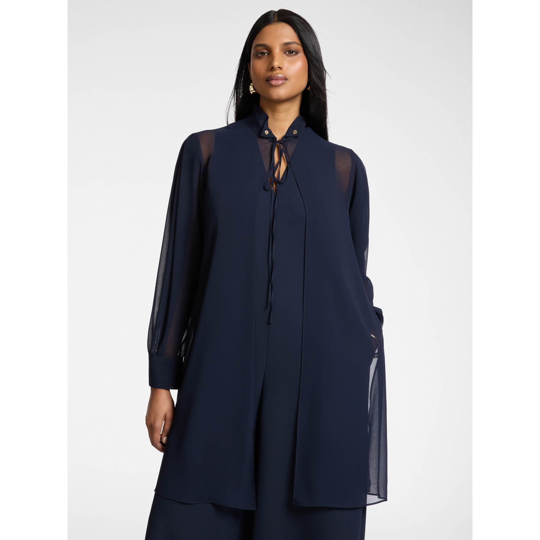 Elena Mirò - Camisa larga en georgette - Azul