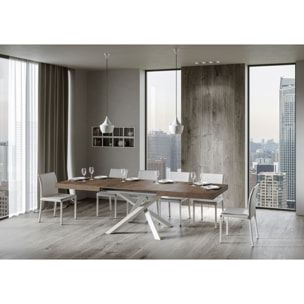 Mesa extensible 90x160/264 cm Volantis Nogal estructura blanco