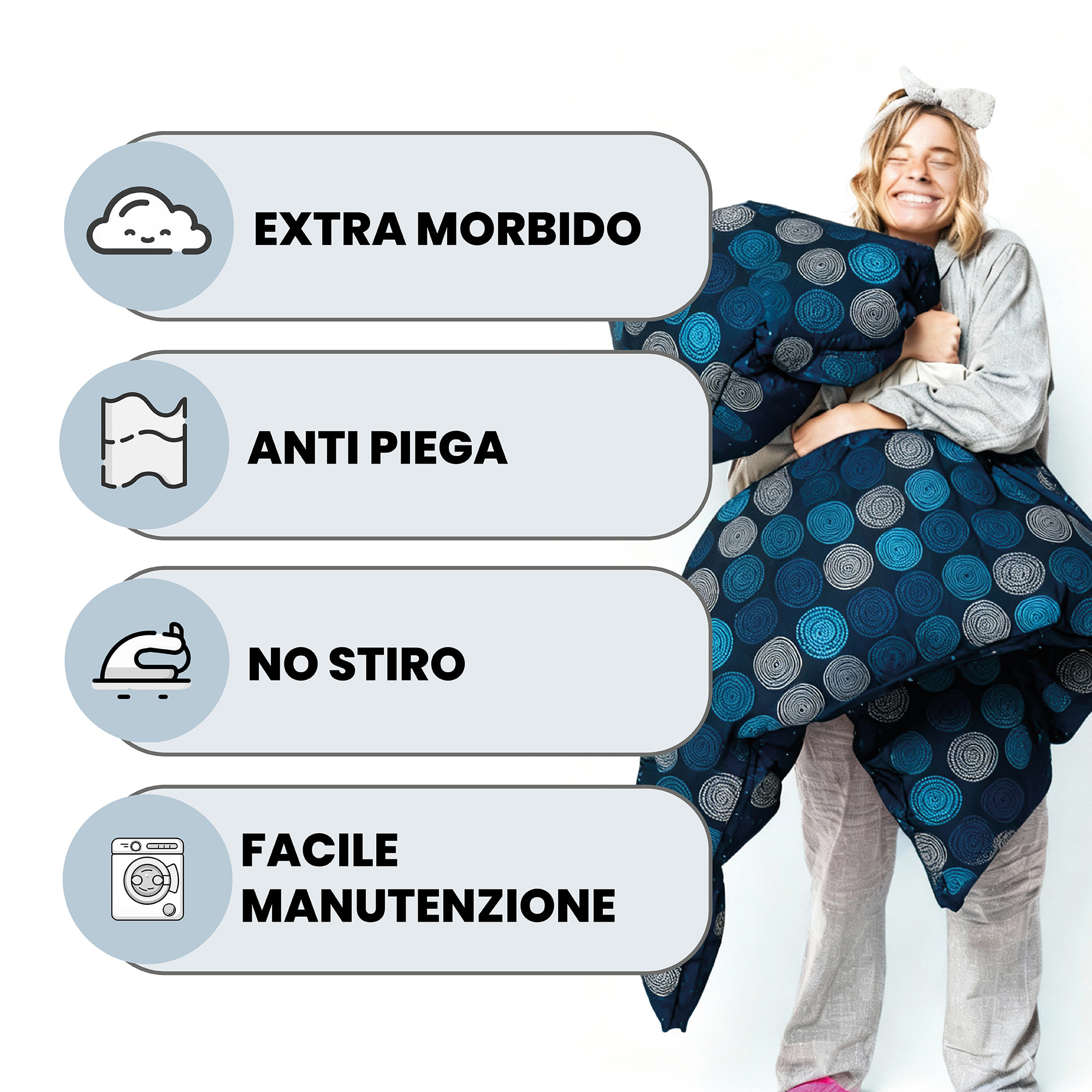 TRAPUNTA INVERNALE BASIC, 200gr, Doubleface, Microfibra, Made in Italy - IPNOTIC
