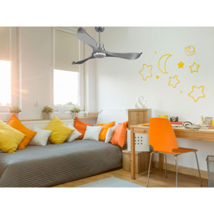 Ventilateur de plafond Réversible  Thermostat Dimmable Wifi Moteur à courant continu Toits en pente Télécommande Lumière à trois tons Hypersilence Mémoire