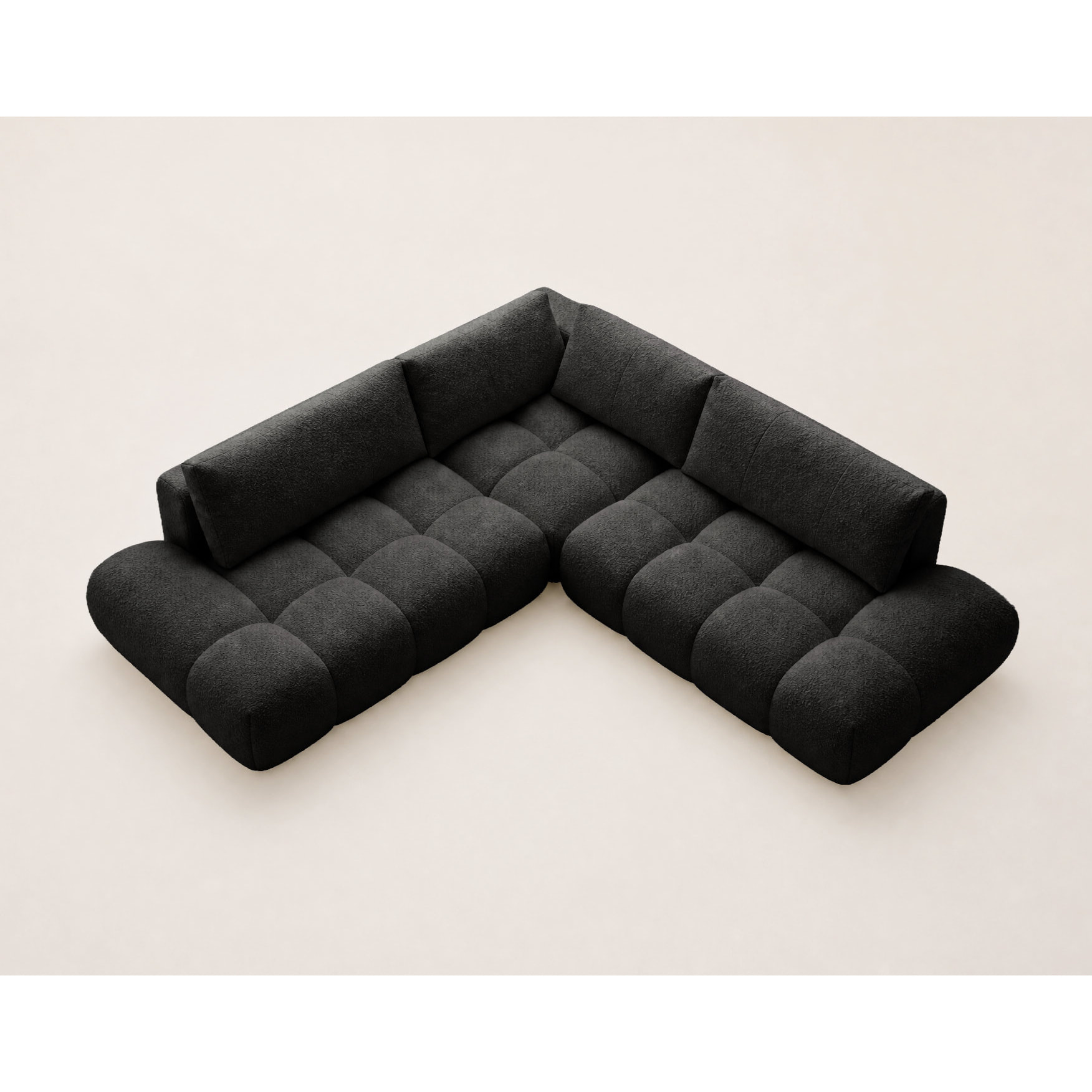Yulin - Canapé d'angle L 5 places convertible avec coffre en tissu bouclette - Noir