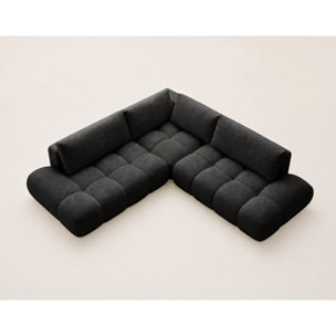 Yulin - Canapé d'angle L 5 places convertible avec coffre en tissu bouclette - Noir