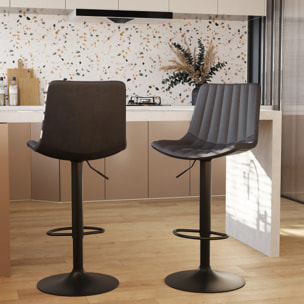 Lot de 2 chaises de bar réglables 62,5/83 cm gris foncé - Killi