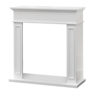 Jefferson - Cornice per Camino 89,5x90,5x28 cm Rivestimento Decorativo in Legno MDF Bianco