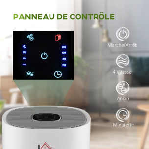 Purificateur d'air 50 W 4 vitesses mode silencieux - filtre HEPA, charbon actif - jusqu'à 24 m² - débit d'air pur 225 m³/h - timer - ABS blanc gris