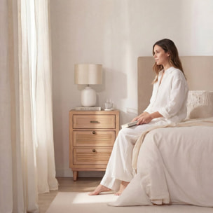 Table de chevet Venice -bois massif, panneau de mdf et placage naturel-couleur naturel 46 x 69 x 37 cm