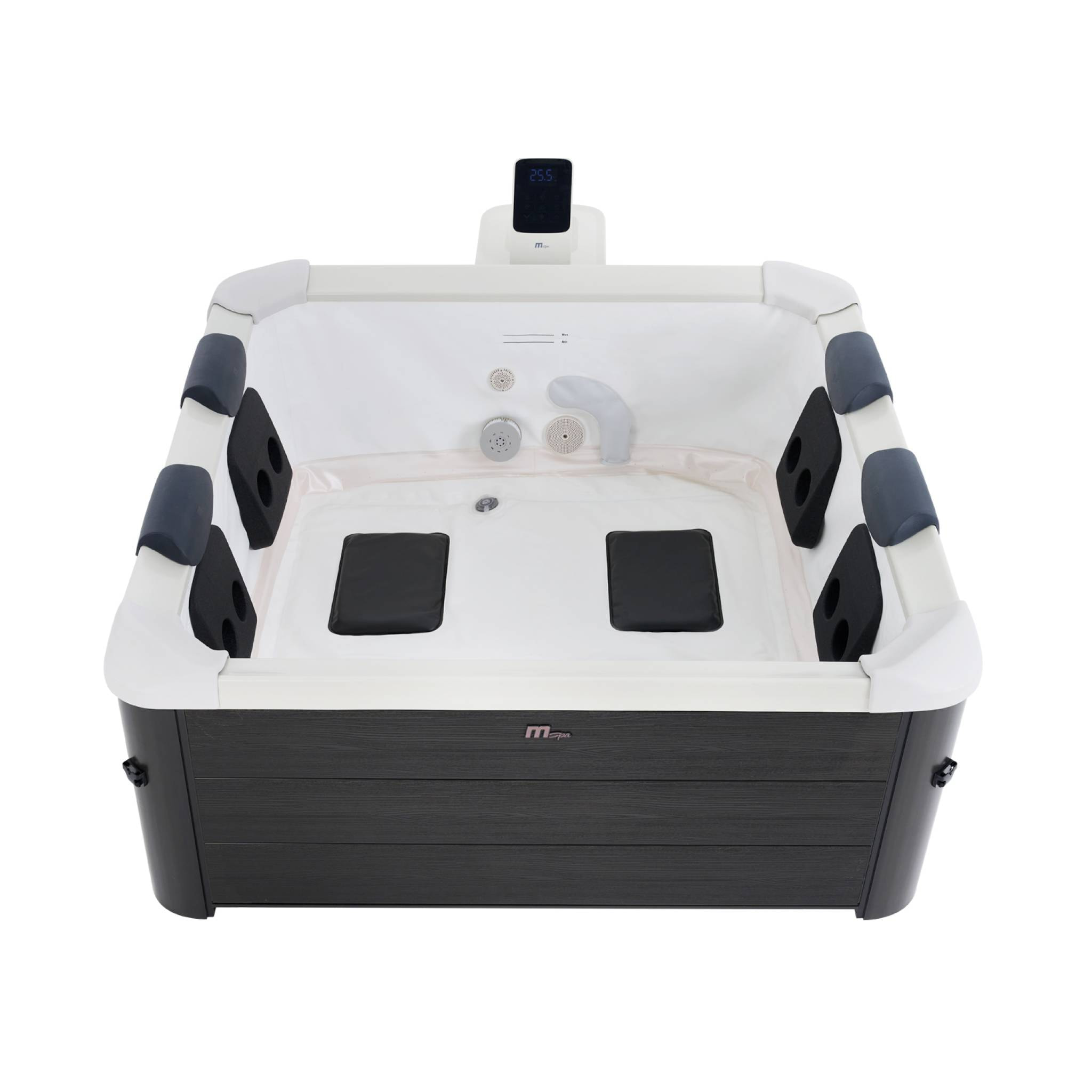 SPA rigide OSLO Plus MSPA 6 personnes gris. 4 coussins. bâche incluse. hydromassages système. 180 x 180 x 65 cm