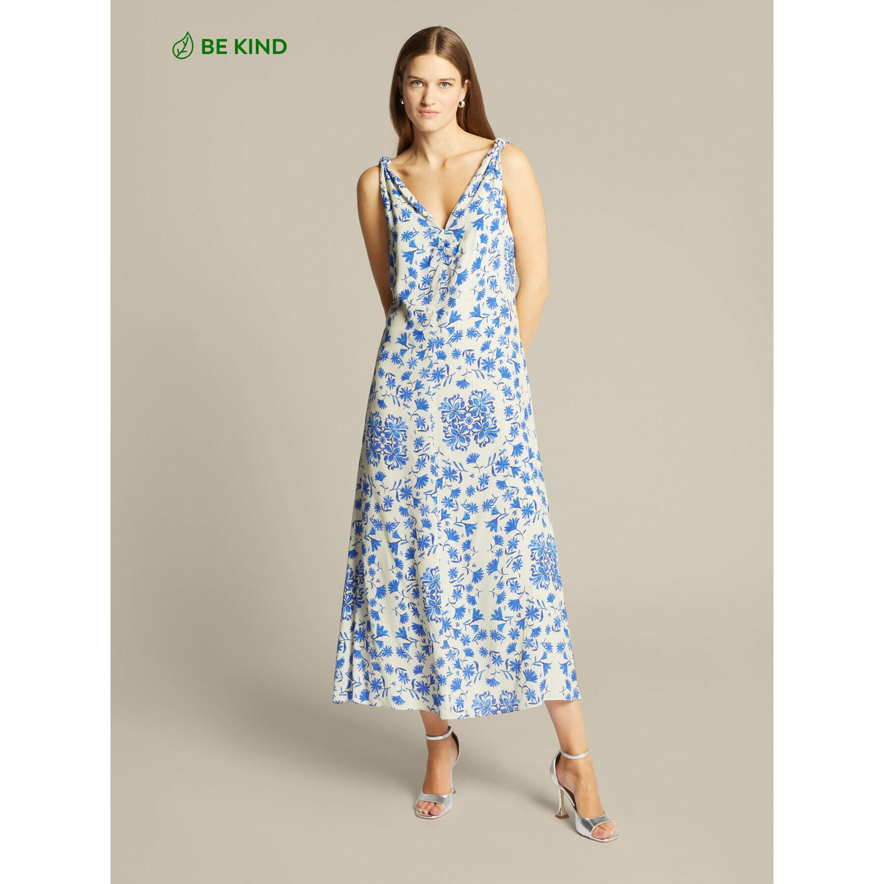 Elena Mirò - Vestido estampado de viscosa ECOVERO™ - Azul aciano