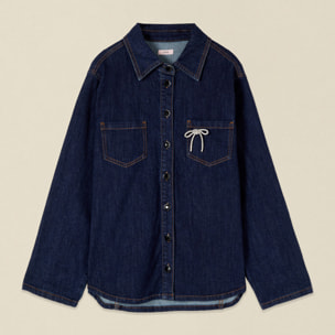 Oltre - Camicia in denim con applicazione gioiello - Blu