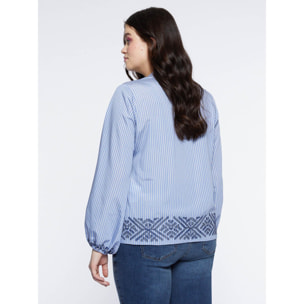 Fiorella Rubino - Blusa de rayas con bordado étnico - Light - blue