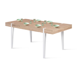 Table à manger Hudson bois et blanc 200cm