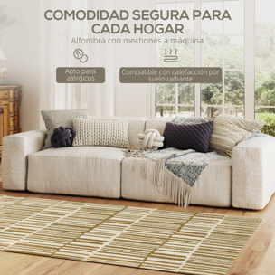 Alfombra Salón 170x120 cm Alfombra Lavable en Lavadora Pelo Corto Elementos a Rayas Tapete para Sala de Estar Dormitorio Comedor Crema