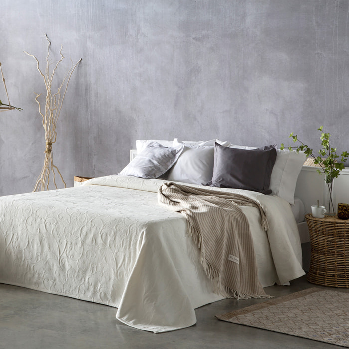 Jeté de lit FLEUR beige