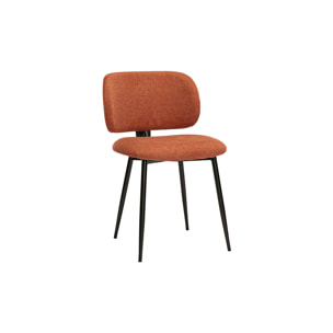 Chaises en tissu effet velours texturé terre brûlée et métal noir (lot de 2) ATRIUM