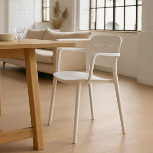 Lot de 4 fauteuils de table blanc en polypropylène SUNSET