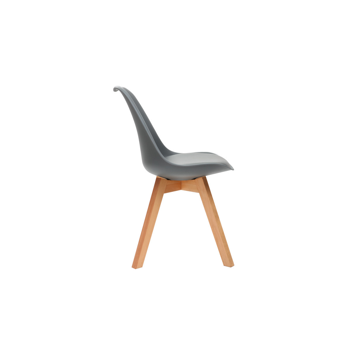 Chaises scandinaves gris et bois clair massif (lot de 4) PAULINE