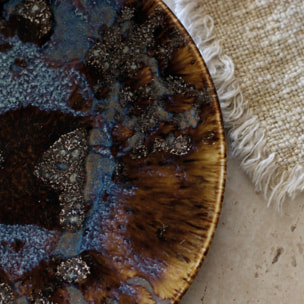 Lot de 6 assiettes à dessert en porcelaine marron 20cm VOLCANO
