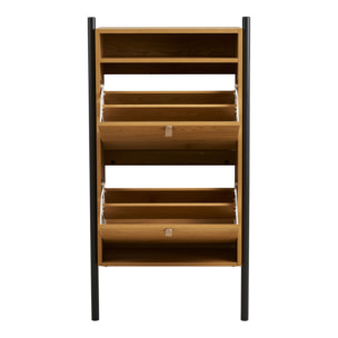 Scarpiera Barco in effetto rovere con struttura in acciaio 62x26x118 cm