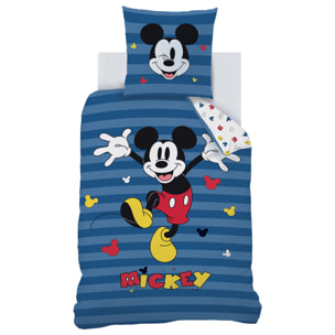 Parure de lit imprimée 100% coton, DISNEY HOME MICKEY STRIPES