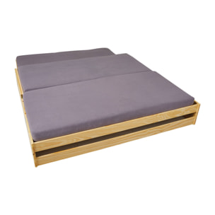 Letto singolo trasformabile in tre letti, 97 x 209 x 65, Rovere
