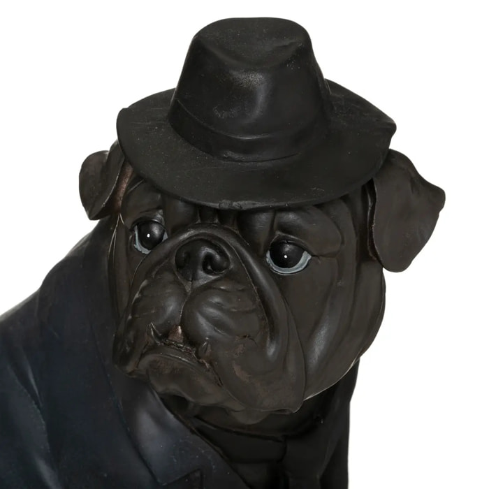 Chien assis chapeau - noir H45 cm