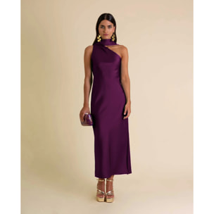 Vestido midi asimétrico con lazada