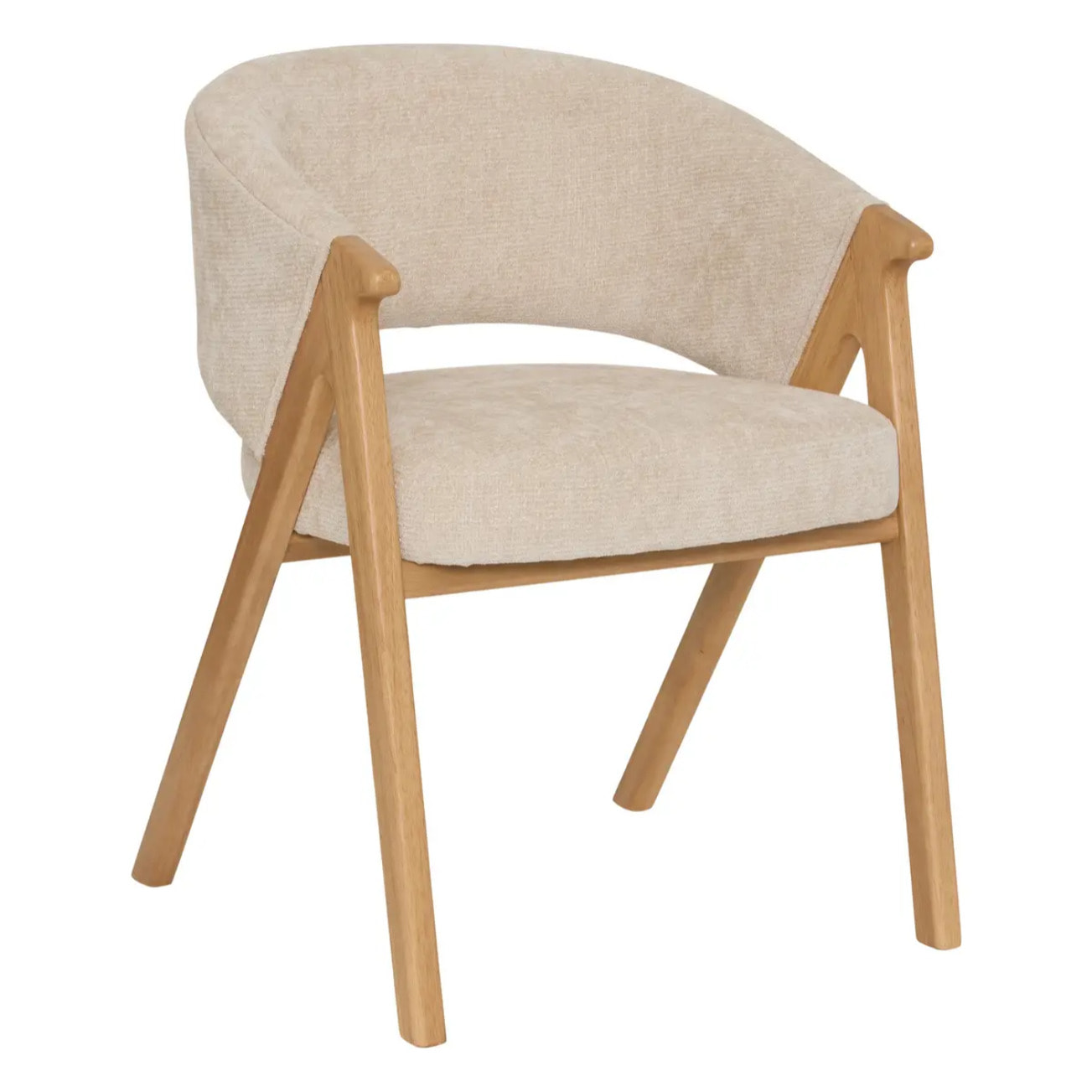 Fauteuil de table Amza H.79cm beige bois naturel
