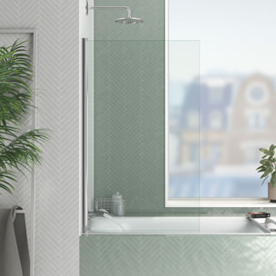 Pare baignoire Rabattable 70x120cm - Profilé Chromé - Verre Trempé 4mm - ELEMENTARY