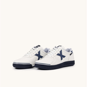 Zapatilla de Fútbol Sala Infantil Blanca y Azul Marino MUNICH G-3 KID 456