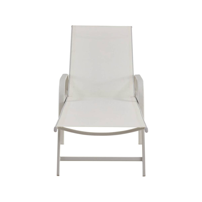 Lot de 2 Bains de soleil en métal avec accoudoirs "Farniente" - Blanc