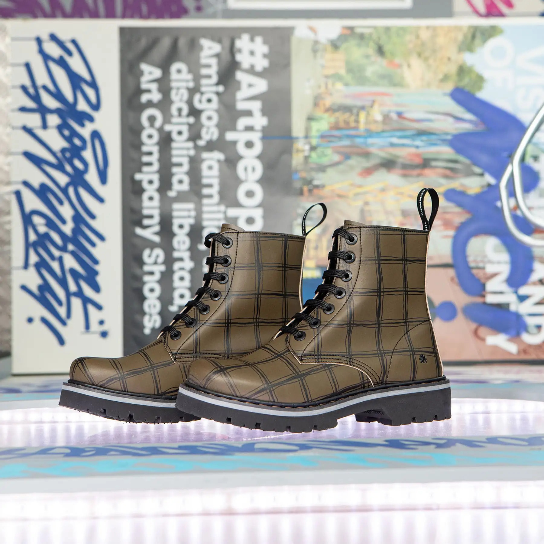 Botines 1166P FANTASY KAKI TARTAN / MARINA color Kaki tartan