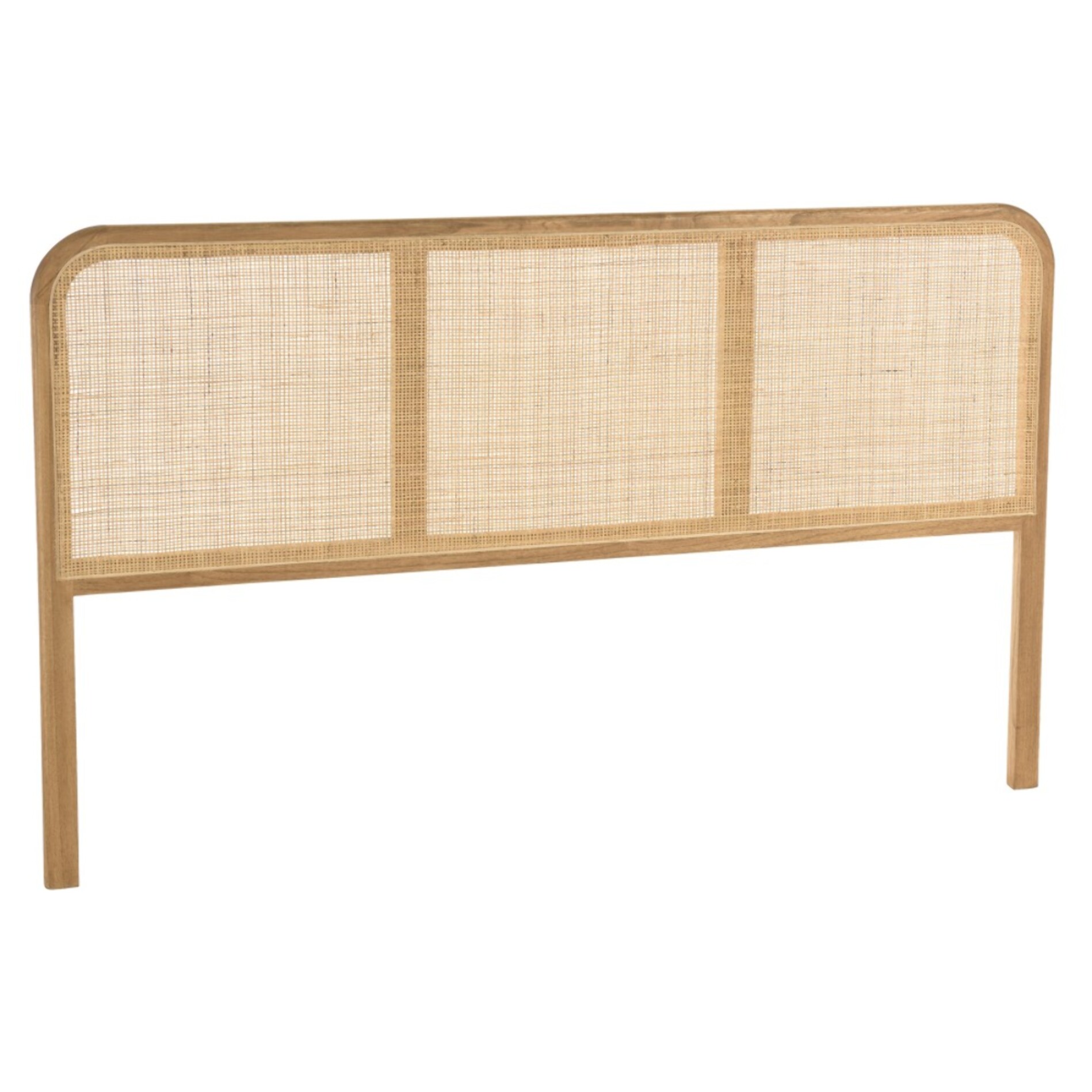 AMY - Tête de lit en bois de mindi et rotin naturel pour lits 140/160cm AMY