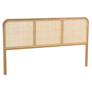 AMY - Tête de lit en bois de mindi et rotin naturel pour lits 140/160cm AMY