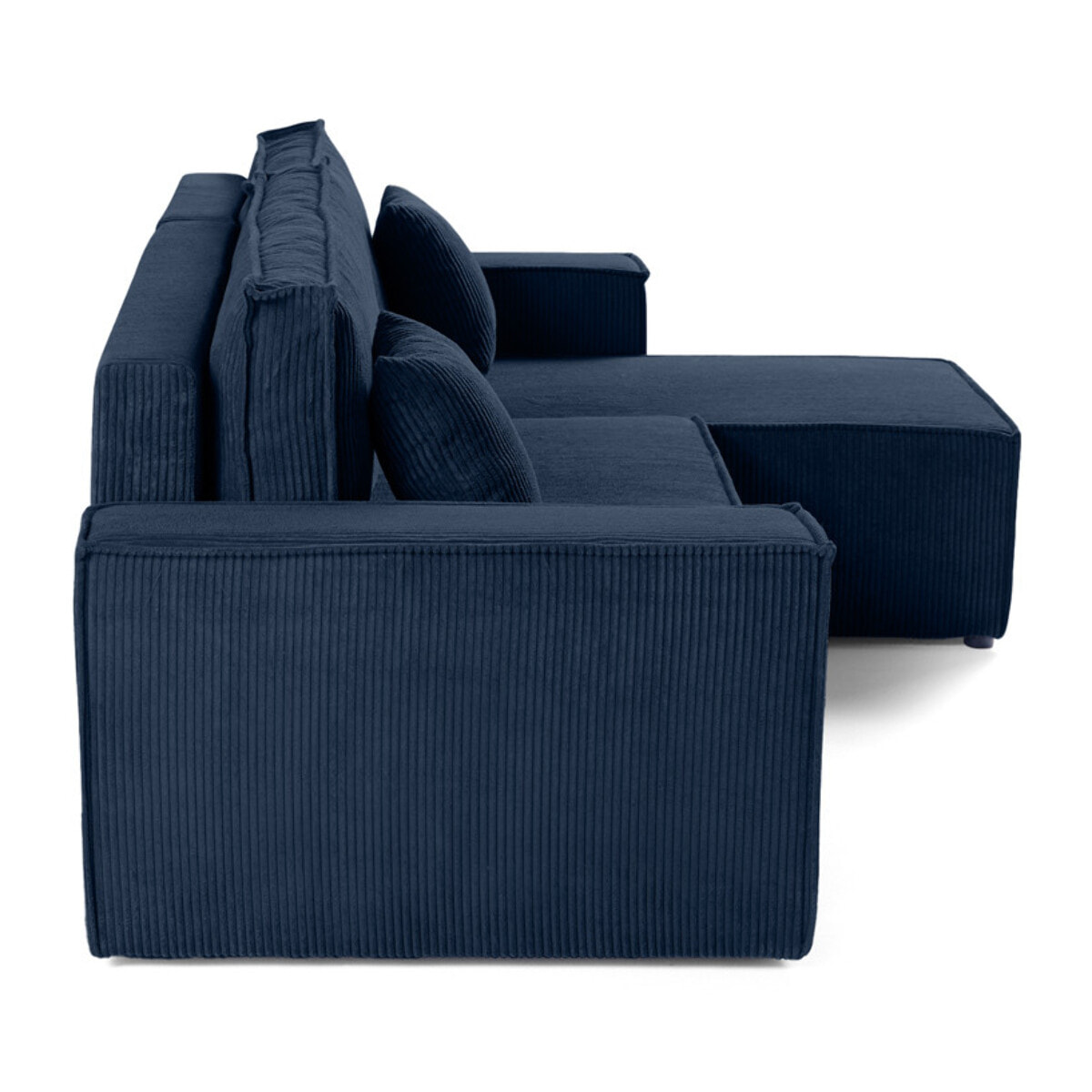 Cezanne - canapé d'angle réversible - 4 places - convertible avec coffre - en velours côtelé - Bleu Ardoise