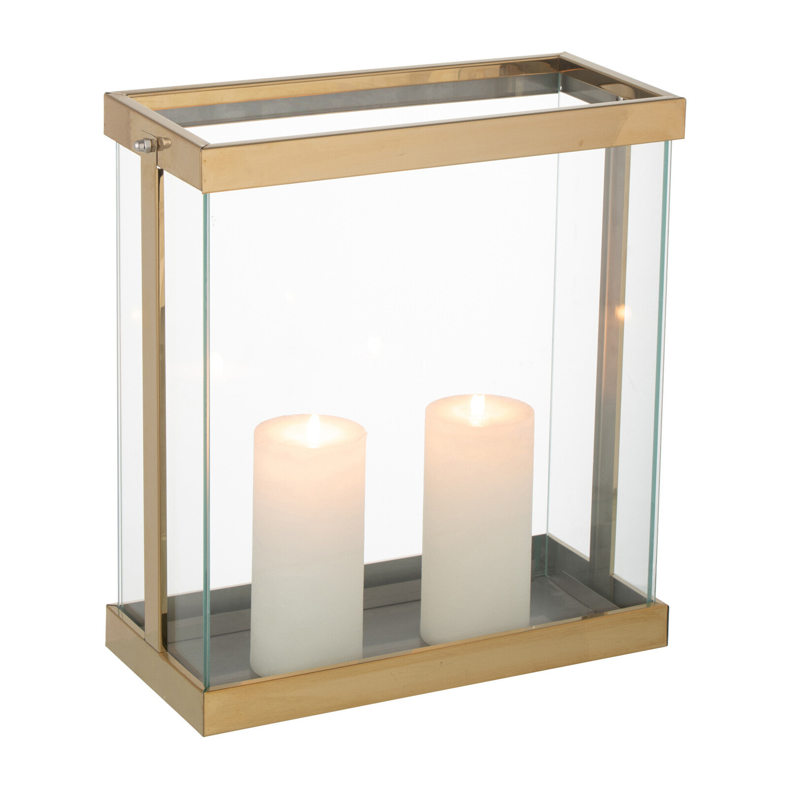 J-Line lanterne Rectangle Enma - fer/verre - or - small