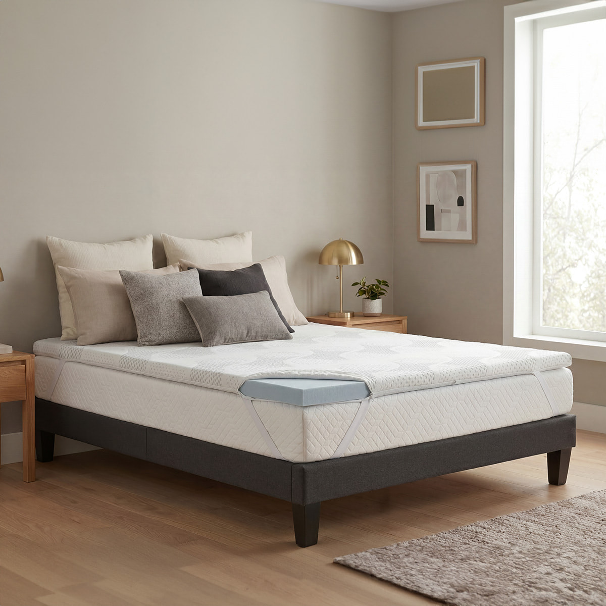 Surmatelas ViscoTouch, 5 cm, Mémoire de Forme et Gel Rafraîchissant, Très Bonne Indépendance de Couchage, Fabrication Française