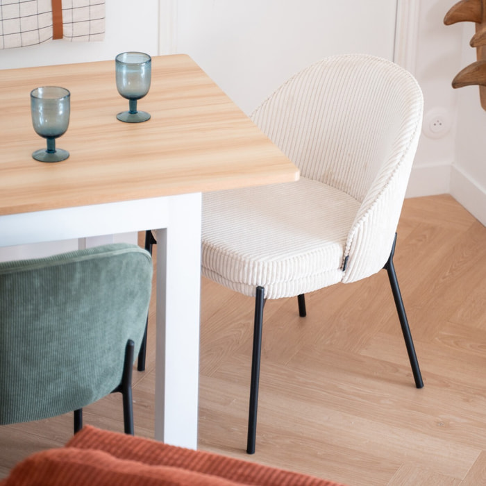 Lot de 2 chaises en velours côtelé - CLOE