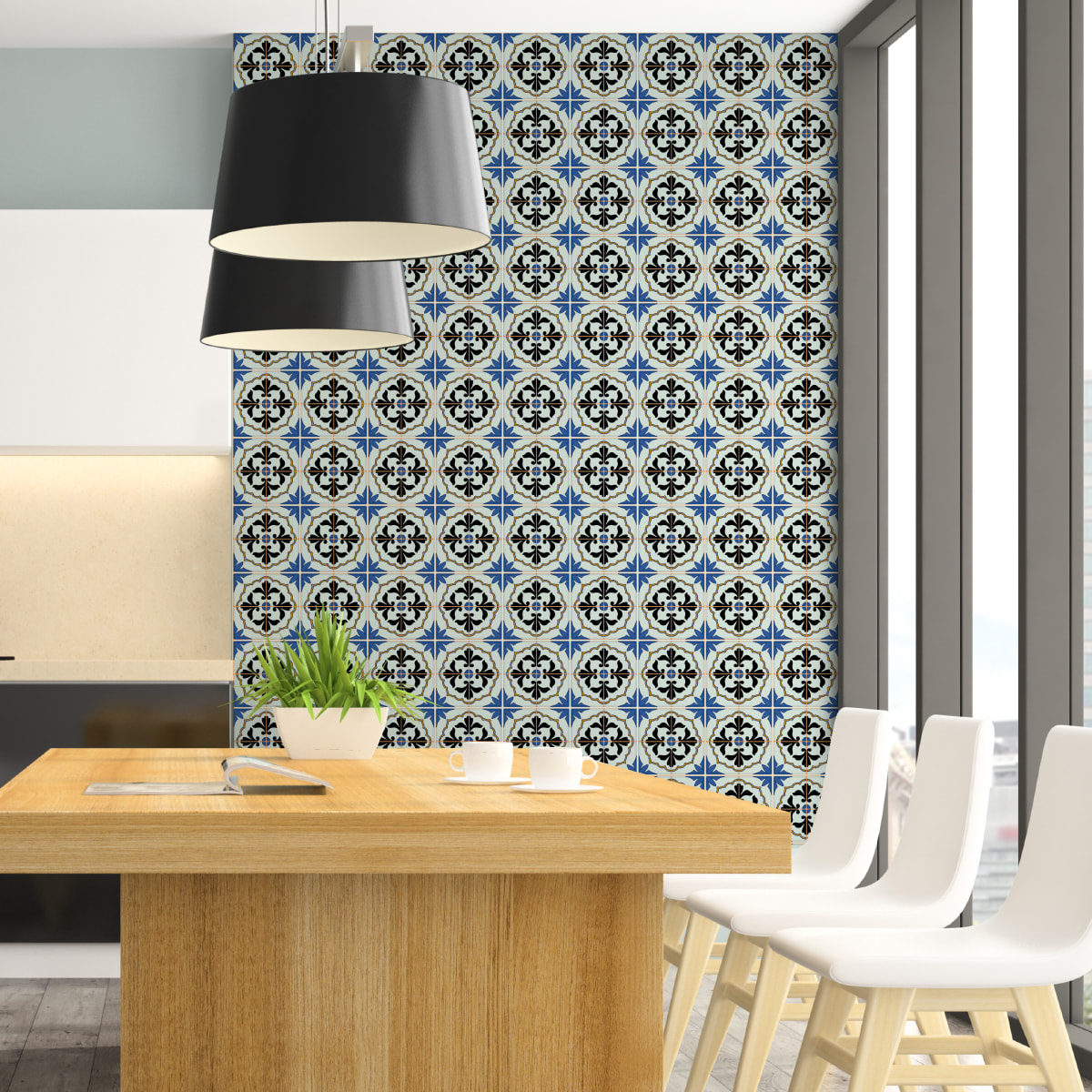 Stickers muraux - Sticker Mural Carrelage adhésif Cuisine Salle de Bain - 30 STICKERS CARREAUX DE CIMENT AZULEJOS MAURO