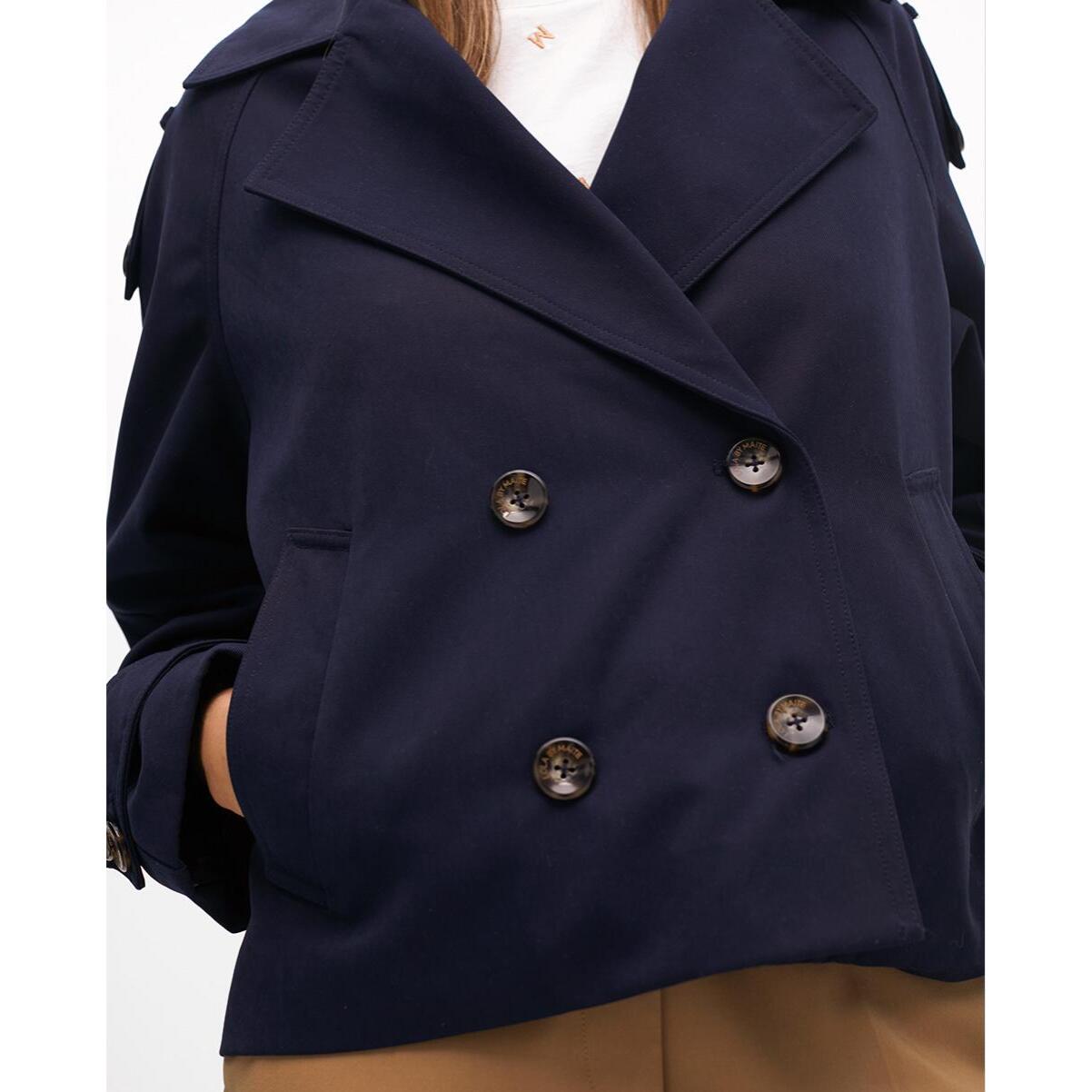 Trench corto in sarga doppiopetto