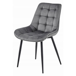 Set di 2 sedie Bera in velluto grigio scuro e metallo nero