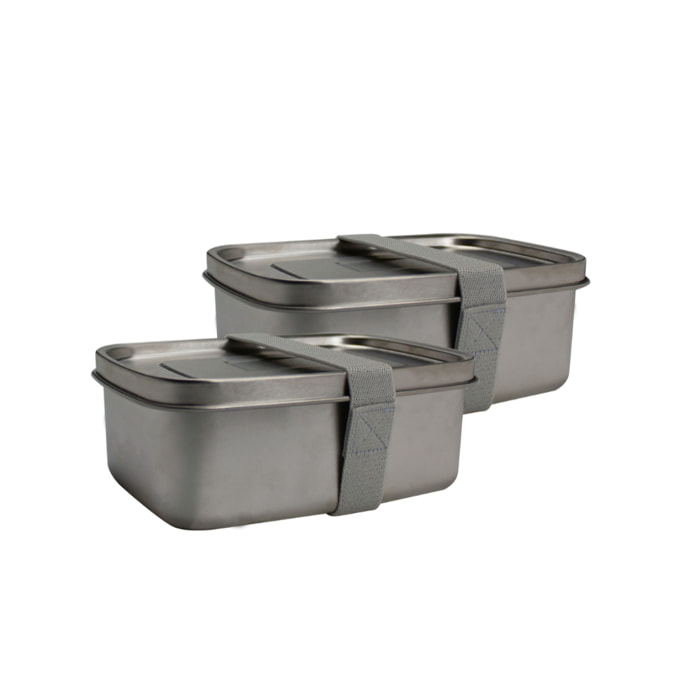 Lot de 2 Lunch box en inox, GLAMPING
