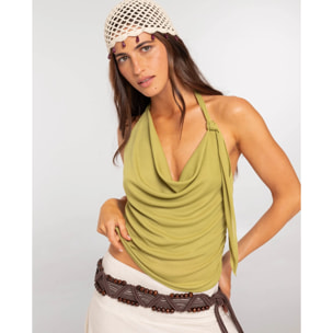 Top de mujer con escote drapeado y lazada