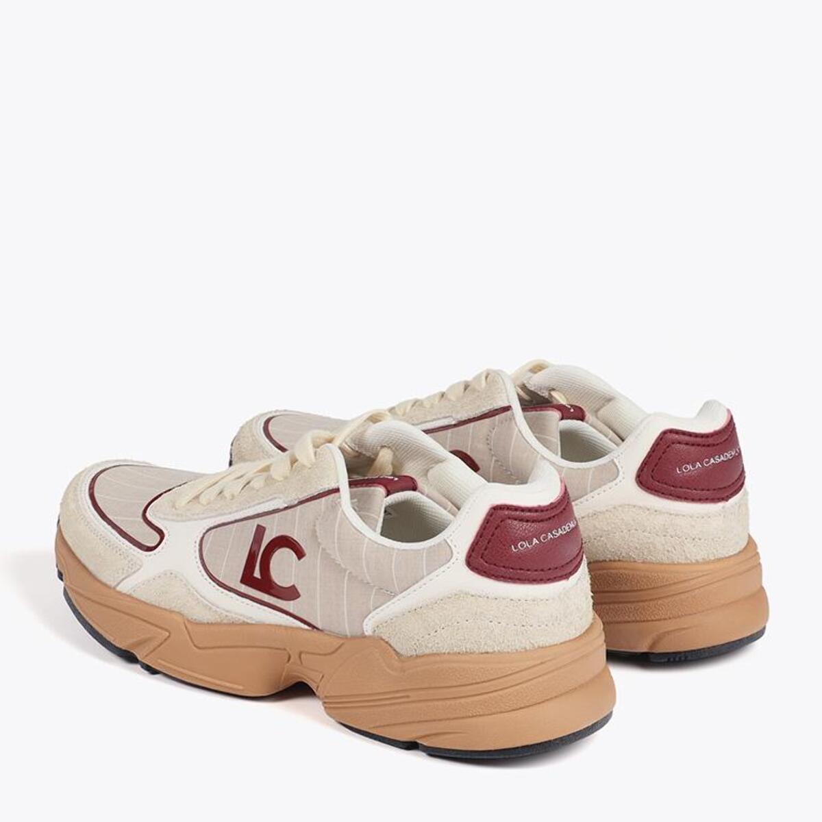 Sneaker con Suola Running in Tessuto e Pelle